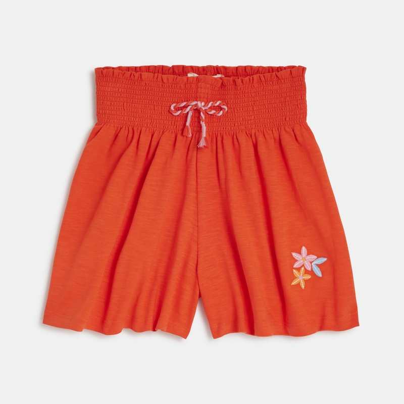 Short large fille rouge à broderies Catimini