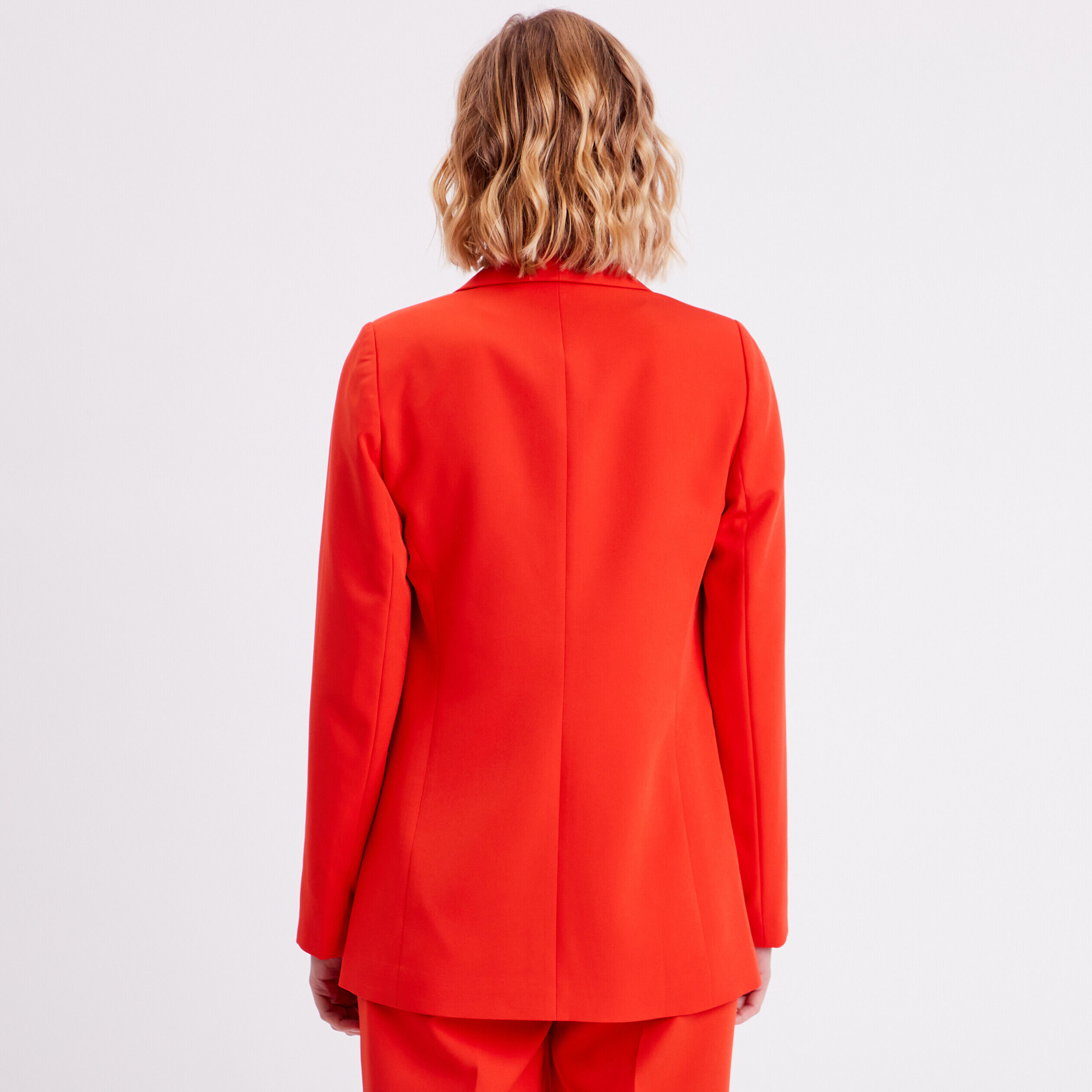 Veste blazer droite col châle rouge femme | Cache Cache
