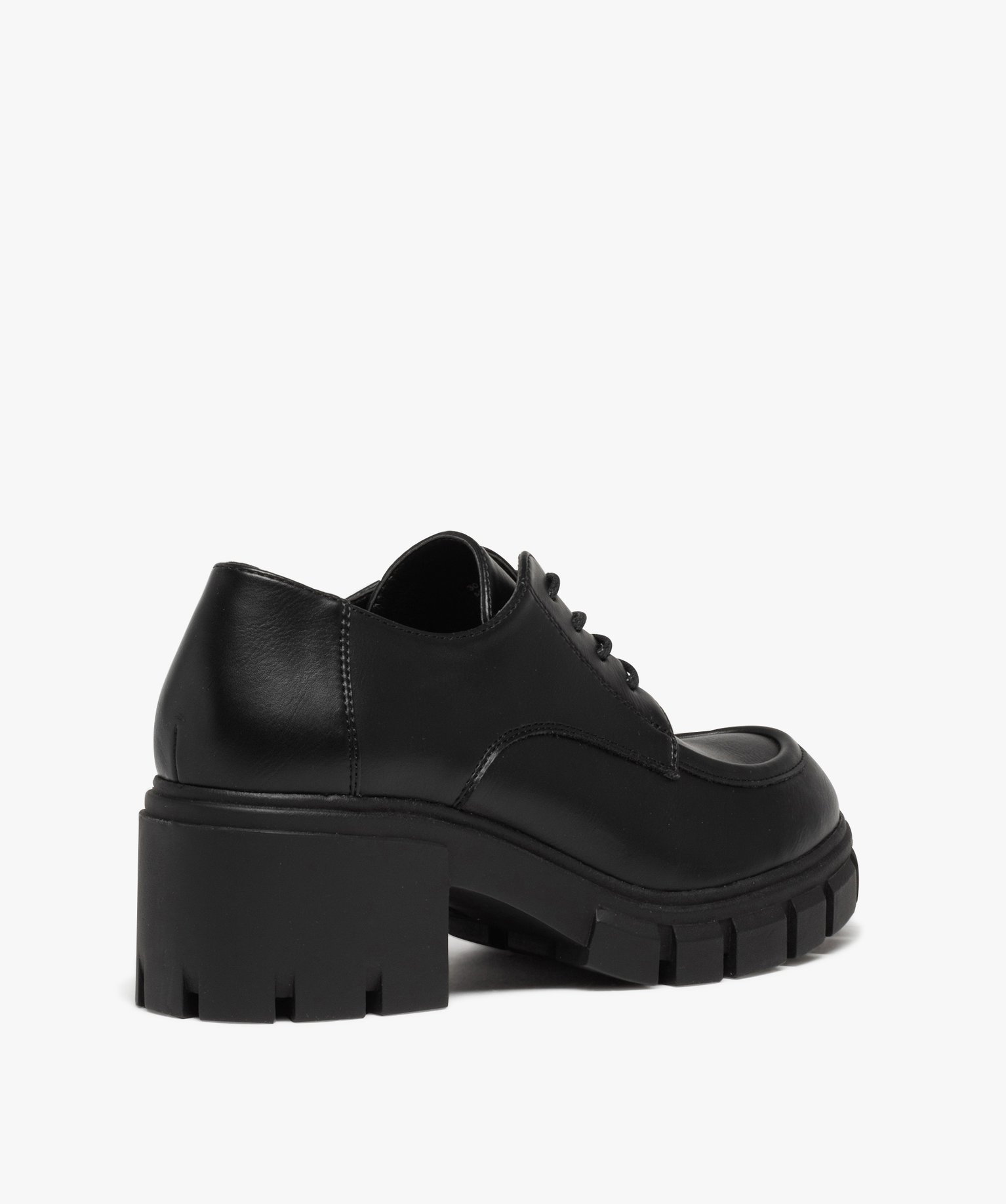 Derbies femme à talon large et semelle crantée noir | GEMO