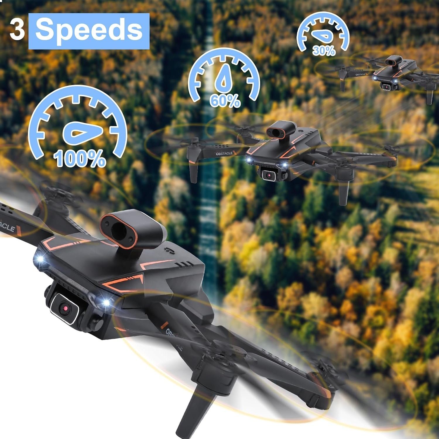Goolsky Drohne (4K, 2 Kameras HD, Faltbare FPV Drone Live Übertragung, Kamera Elektrisch)