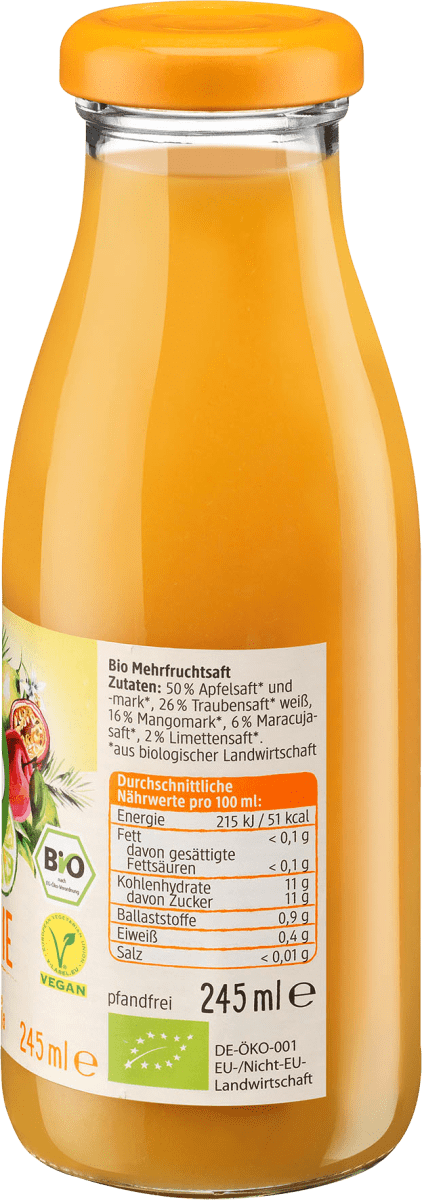 Smoothie, Apfel, Limette, Mango & Maracuja, 245 ml
