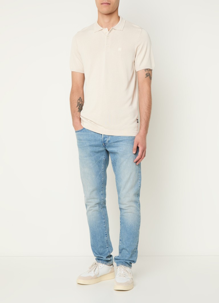 Koszulka polo G-Star RAW z cienkiej dzianiny, klasyczny krój, z haftowanym logo.