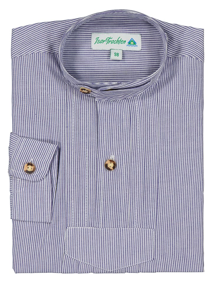 Isartrachten Trachtenhemd in Blau/ Weiß günstig kaufen