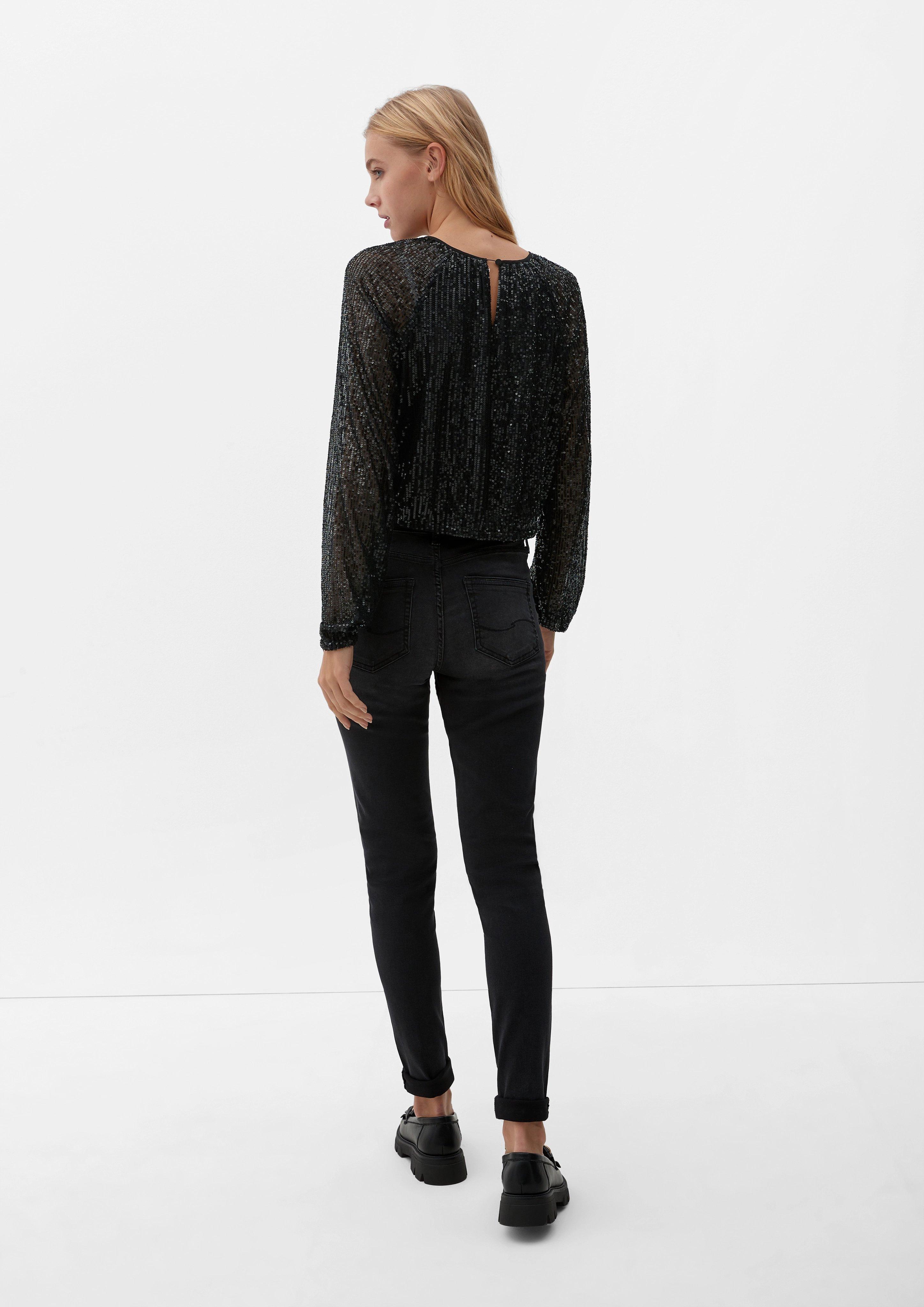 Mesh-Bluse mit Pailletten  2123873-9999