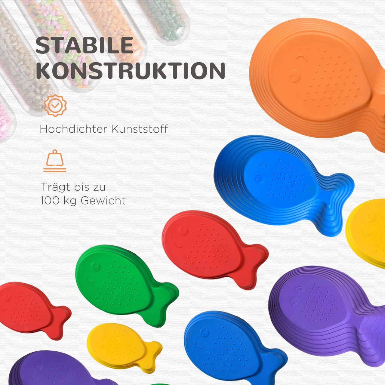 Outsunny Flußsteine 11ER Balance-Steine für Kleinkinder Trittsteine Sprungbrett für Innen- und Außenbereiche Balancespiel belastbar bis 100 kg Rutschfest Stapelbar