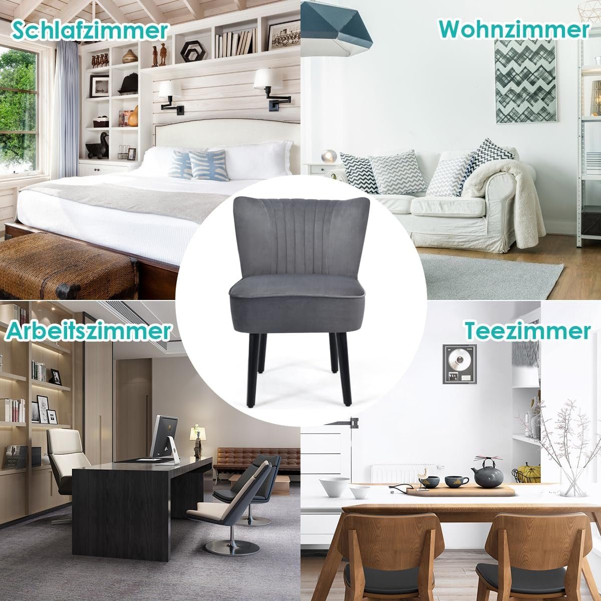 KOMFOTTEU Polsterstuhl Relaxsessel (2er Set), mit Gepolstertem Sitz & Hoher Rückenlehne
