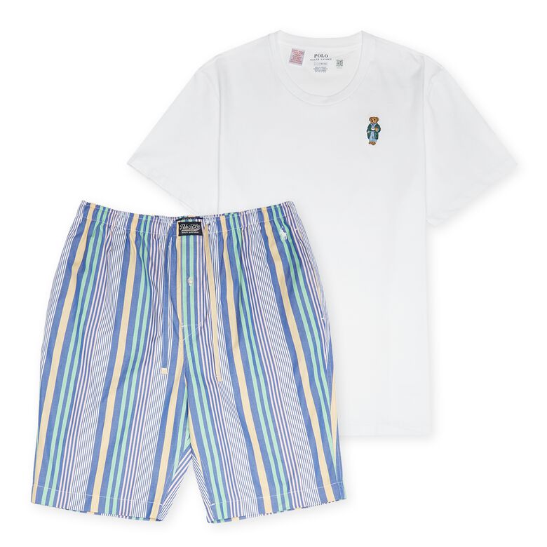 Polo Ralph Lauren Pyjama Set white/blue multi stripe