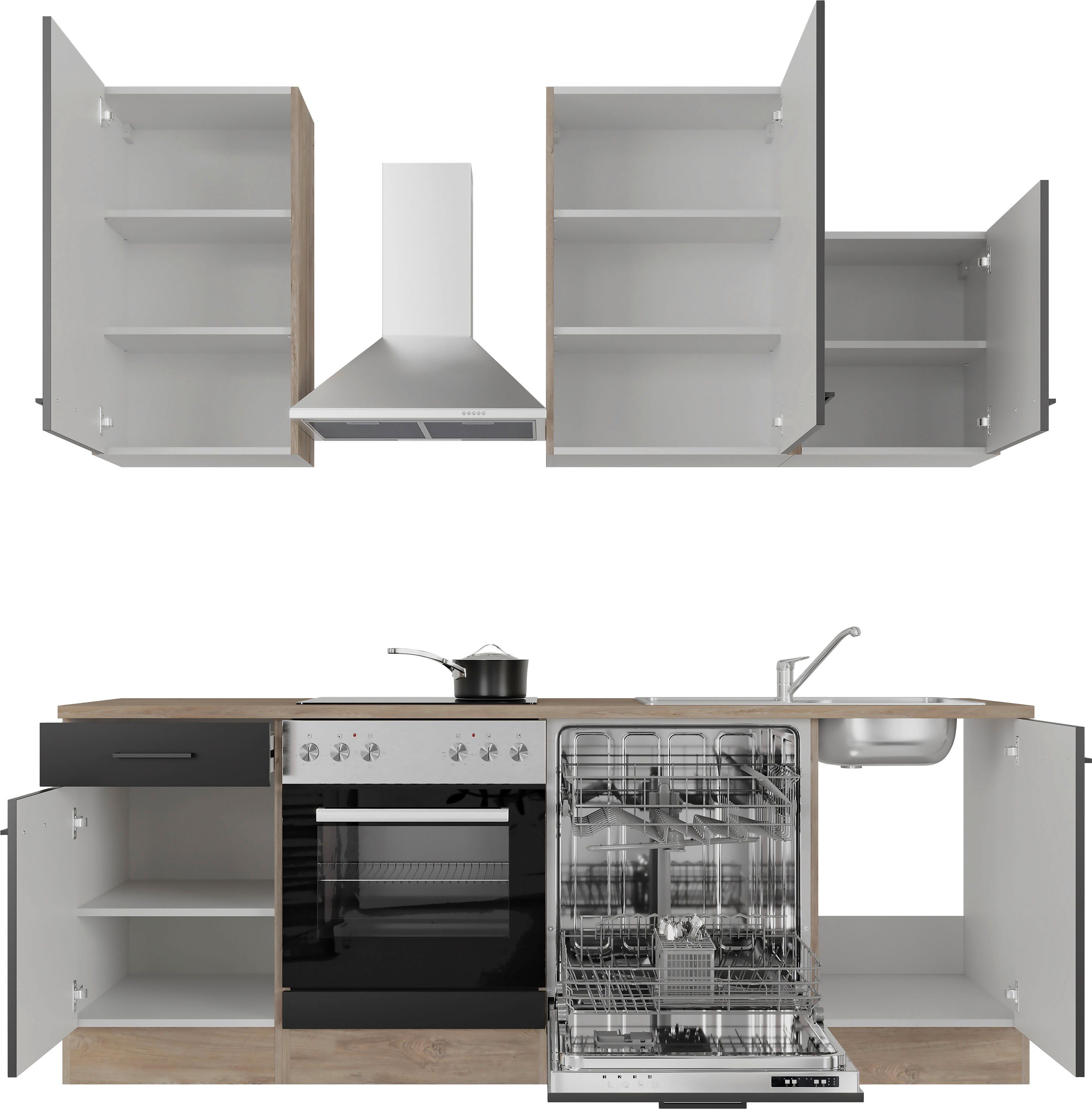 Flex-Well Küche Capri, mit und ohne E-Geräten erhältlich, Gesamtbreite 220 cm