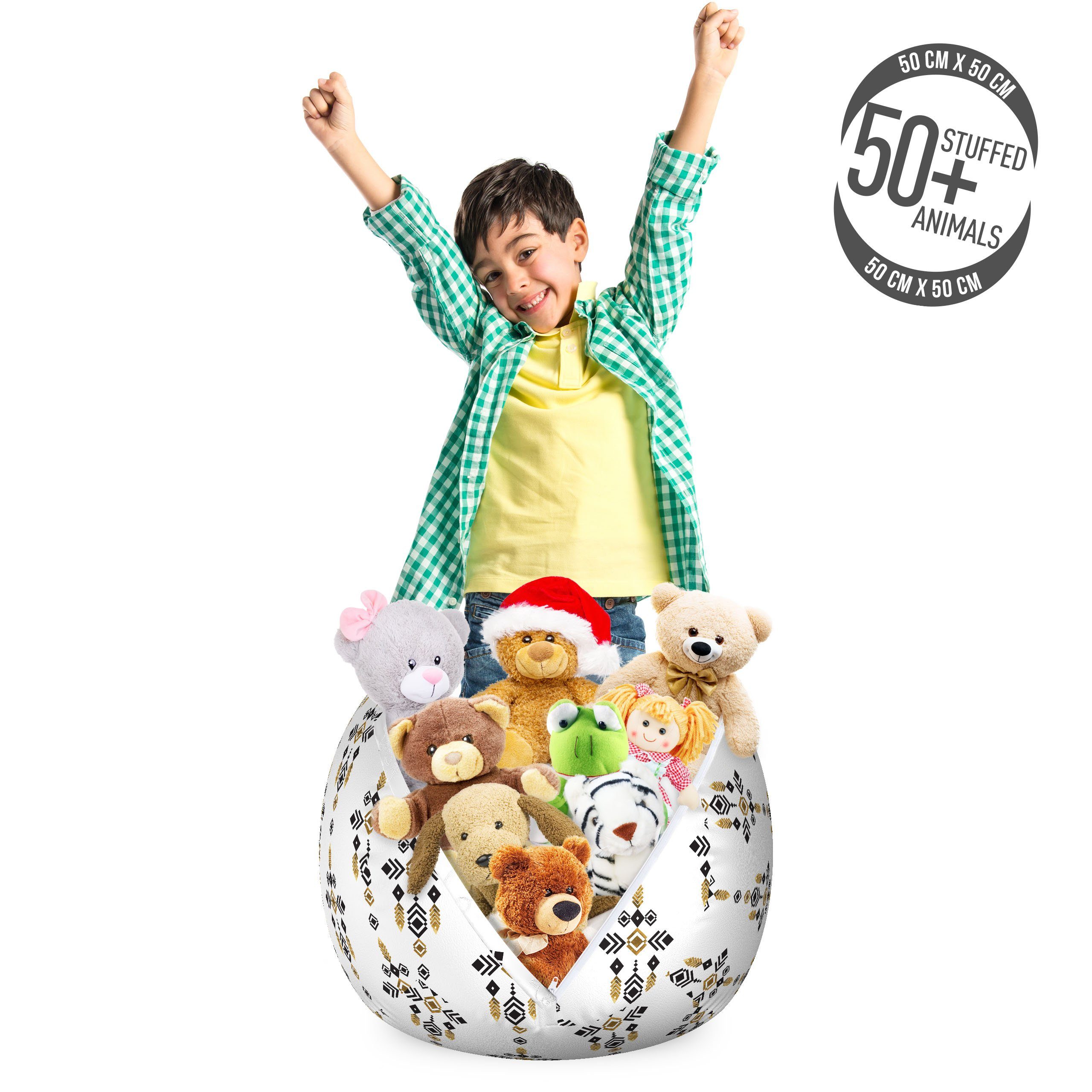 Abakuhaus Spielzeugtruhe Gefüllter Tier Organizer Waschbare Tasche für Kinder, Stammes Geometrische Aztec Kunst