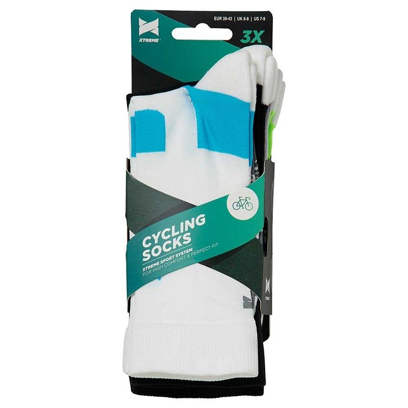 Xtreme 9 Paar Multi White Crew Radsocken