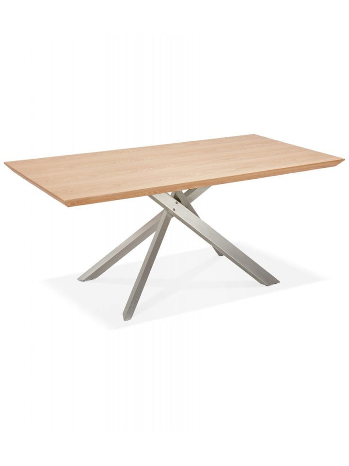 KADIMA DESIGN Esstisch aus Naturholz und Metall | Rechteckige Tischplatte in Beige-Grau günstig kaufen onesize