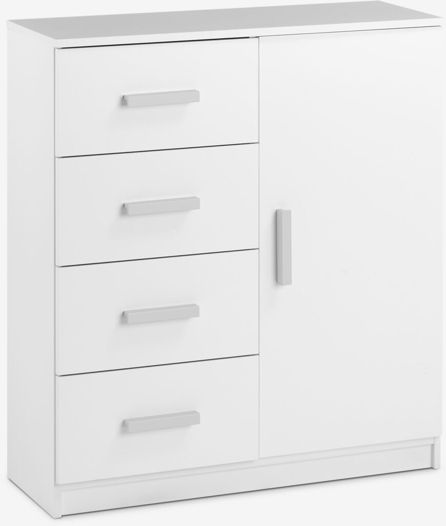 TAPDRUP TAPDRUP Kommode, 4 skuffer, 1 dør, Hvit
