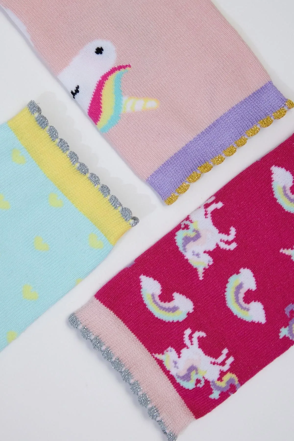 Katia&Bony  3er-Pack Einhorn-Box-Stecksocken für Mädchen, gemustert
