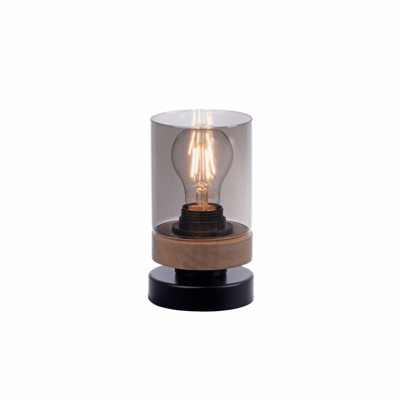 JUST LIGHT Tischleuchte PASQUAL, 1-flg, E27, Glas in Rauchglas-Optik, schwarz , IP20