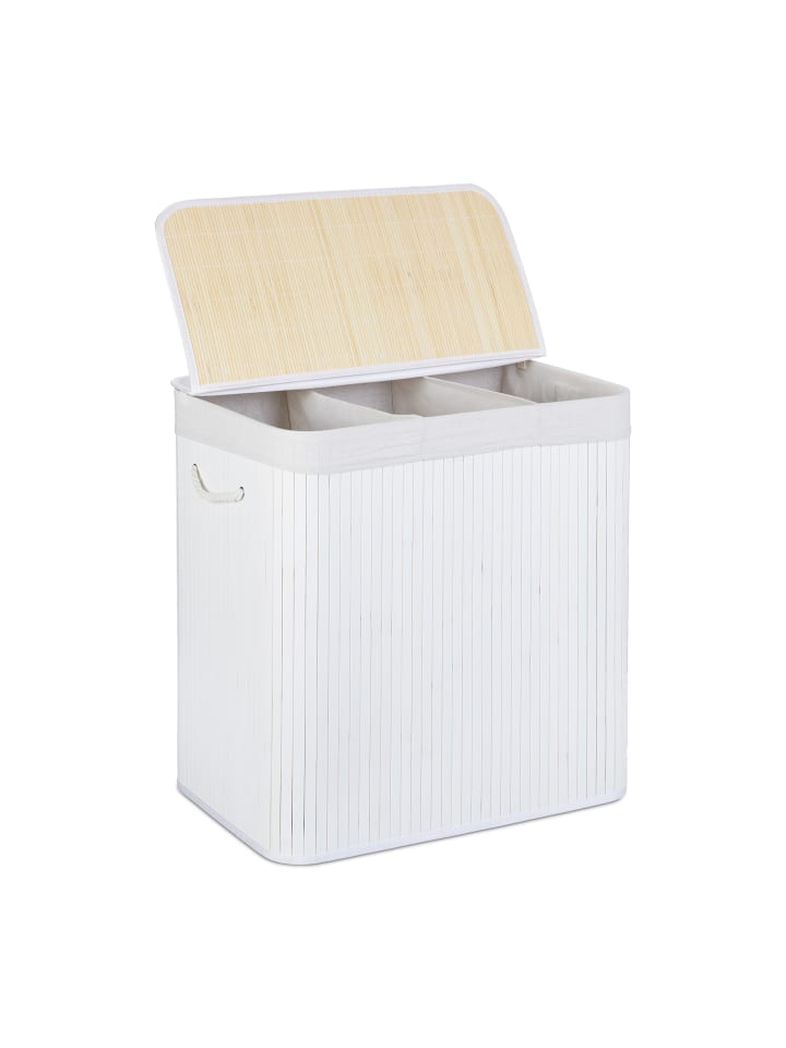 relaxdays Wäschekorb in Weiß - (B)62,5 x (H)62 x (T)42,5 cm günstig kaufen onesize