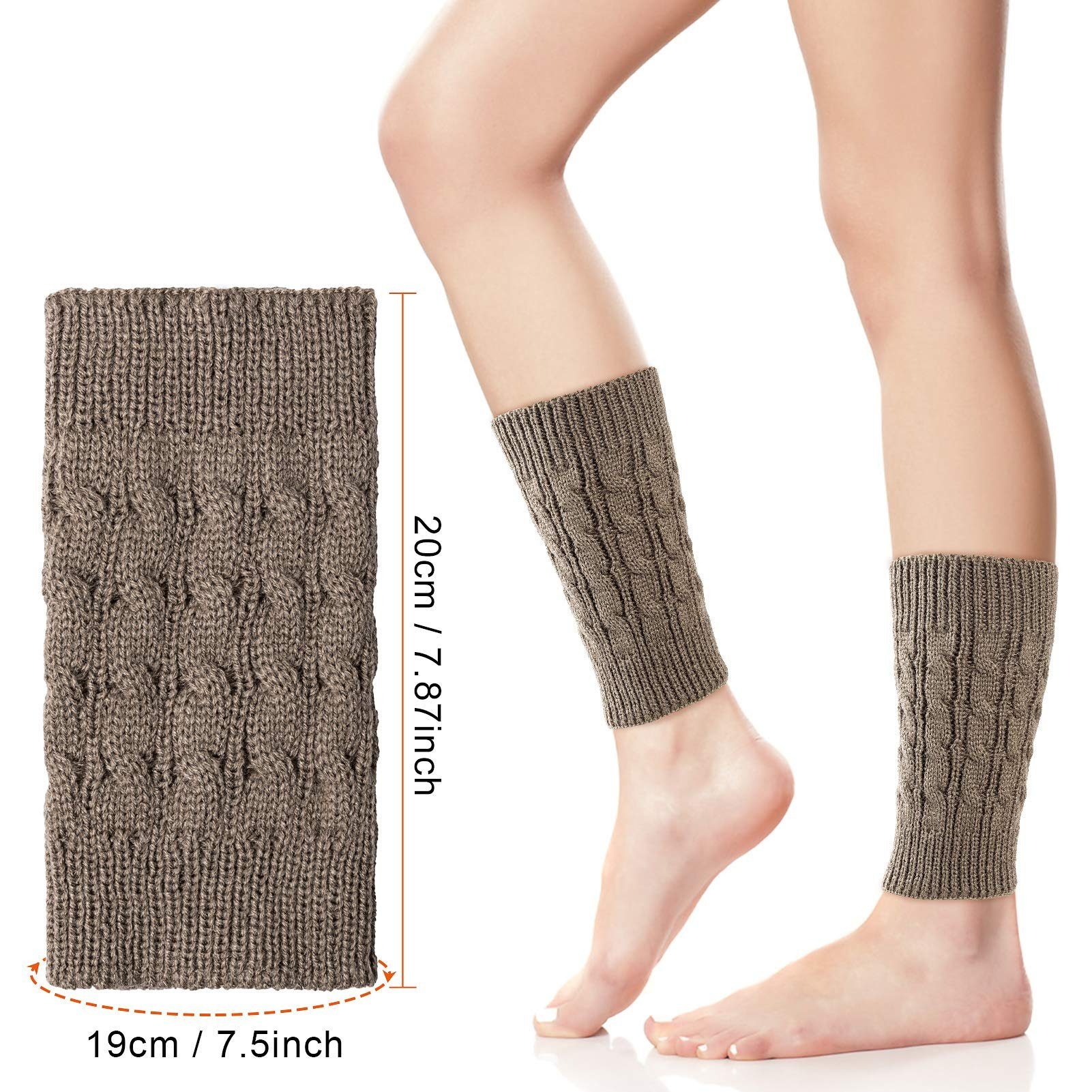POCHUMIDUU Beinstulpen 2 Paare Damen Beinstulpen Winter Warme Kurze Beinwärmer (2paar, 4-St) Gestrickte Bein Wärmer Legwarmer