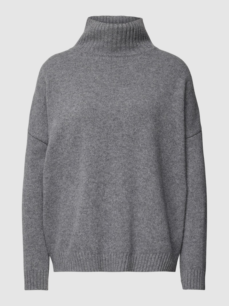 Strickpullover mit Stehkragen Modell 'BENITO' in hellgrau meliert