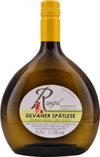 2022 Sulzfelder Maustal Silvaner Spätlese lieblich - Winzerfamilie Rumpel