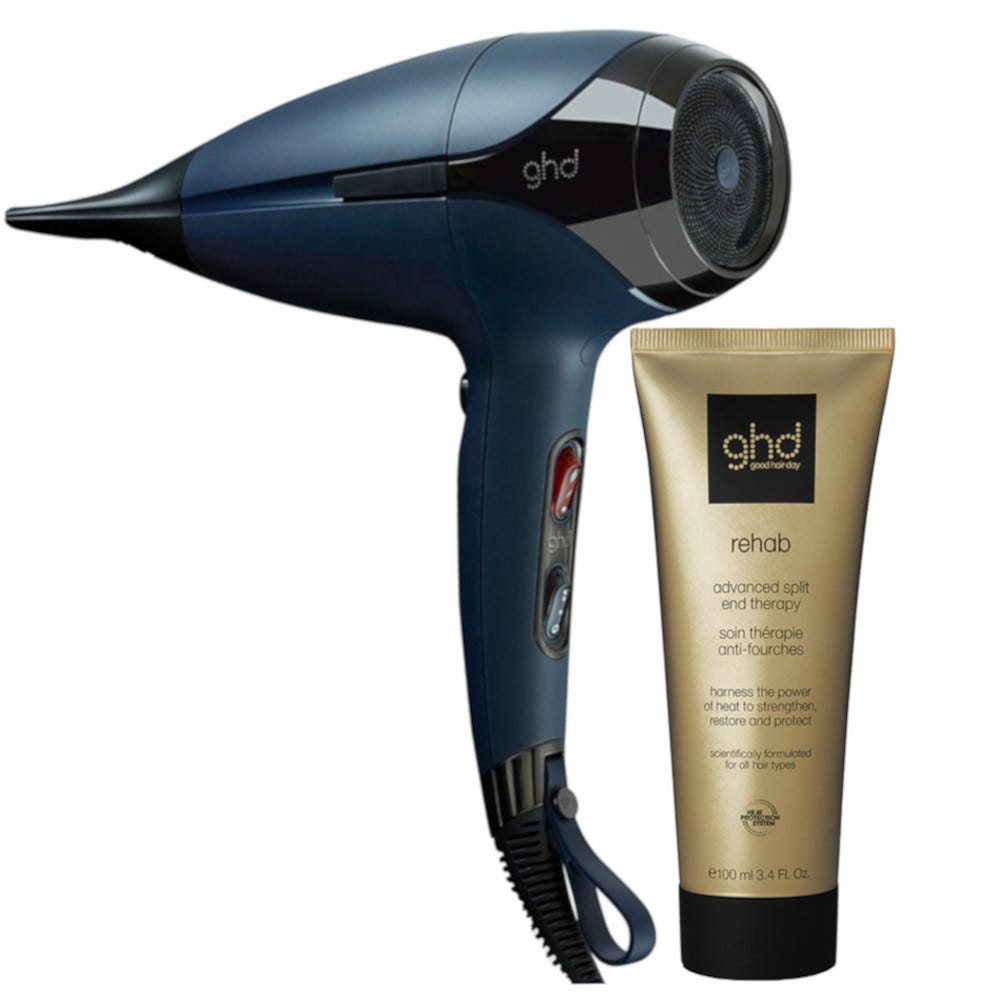 ghd helios Haartrockner blau & rehab Haarstyling-Treatment Bundle