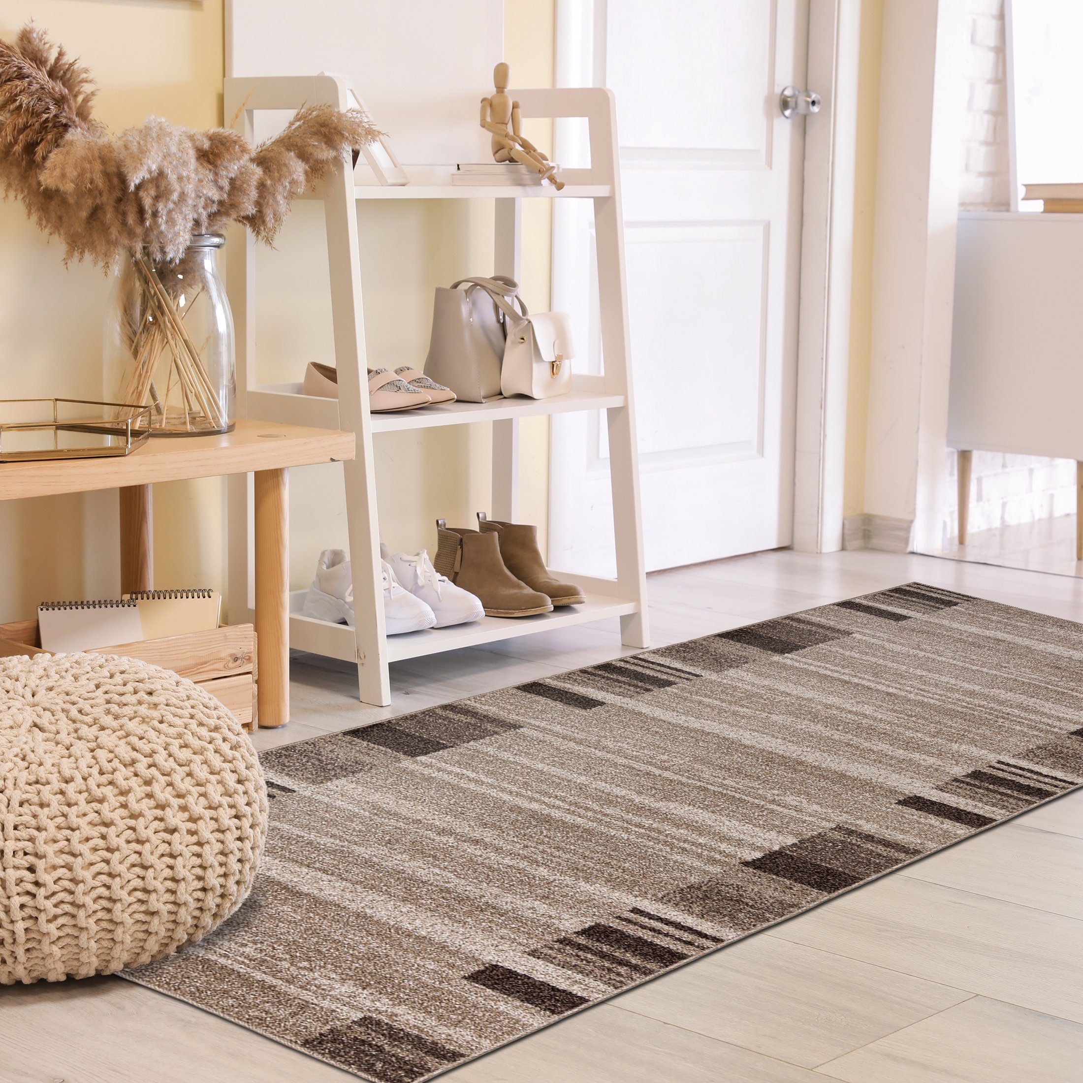 Läufer Läufer Flurläufer Modern für Vorzimmer, Küche - Beige, Mazovia, 90 x 100 cm, Kurzflor, Meterware, Höhe 10 mm, Kurzflor - niedrige Florhöhe