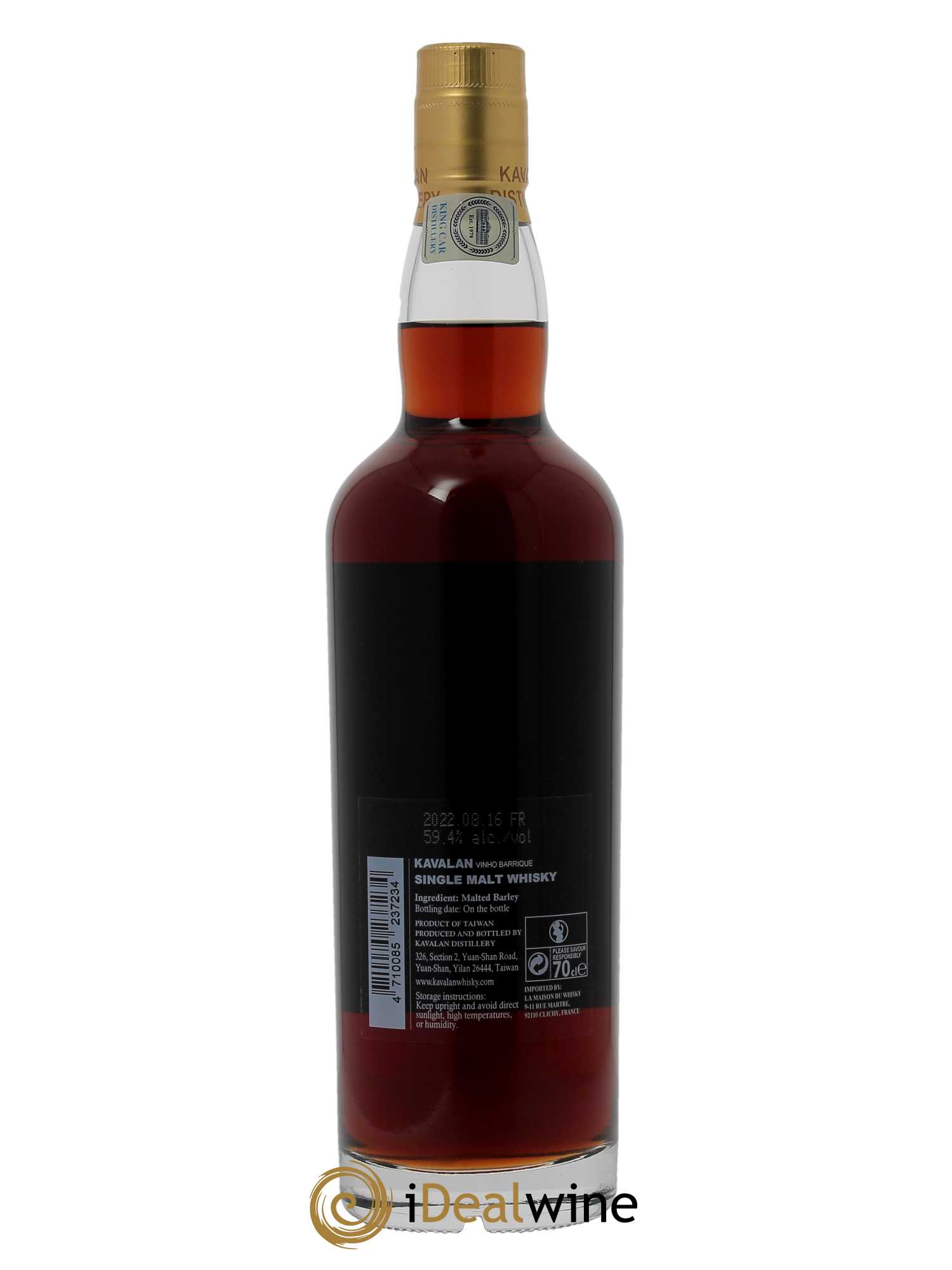 Whisky Kavalan Solist Vinho Barrique (70cl)  - Lot de 1 Bouteille