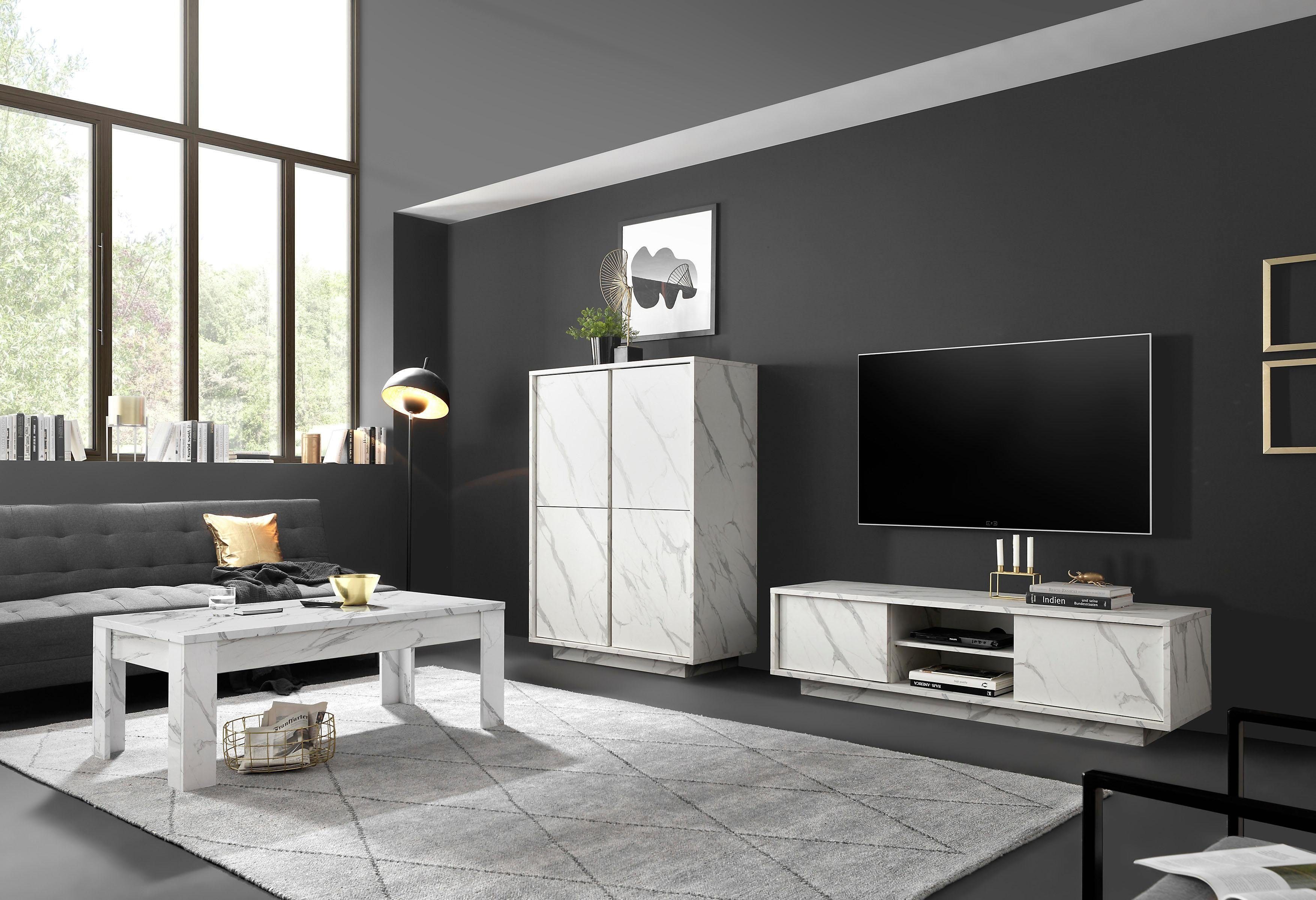 LC Highboard Carrara, grifflos