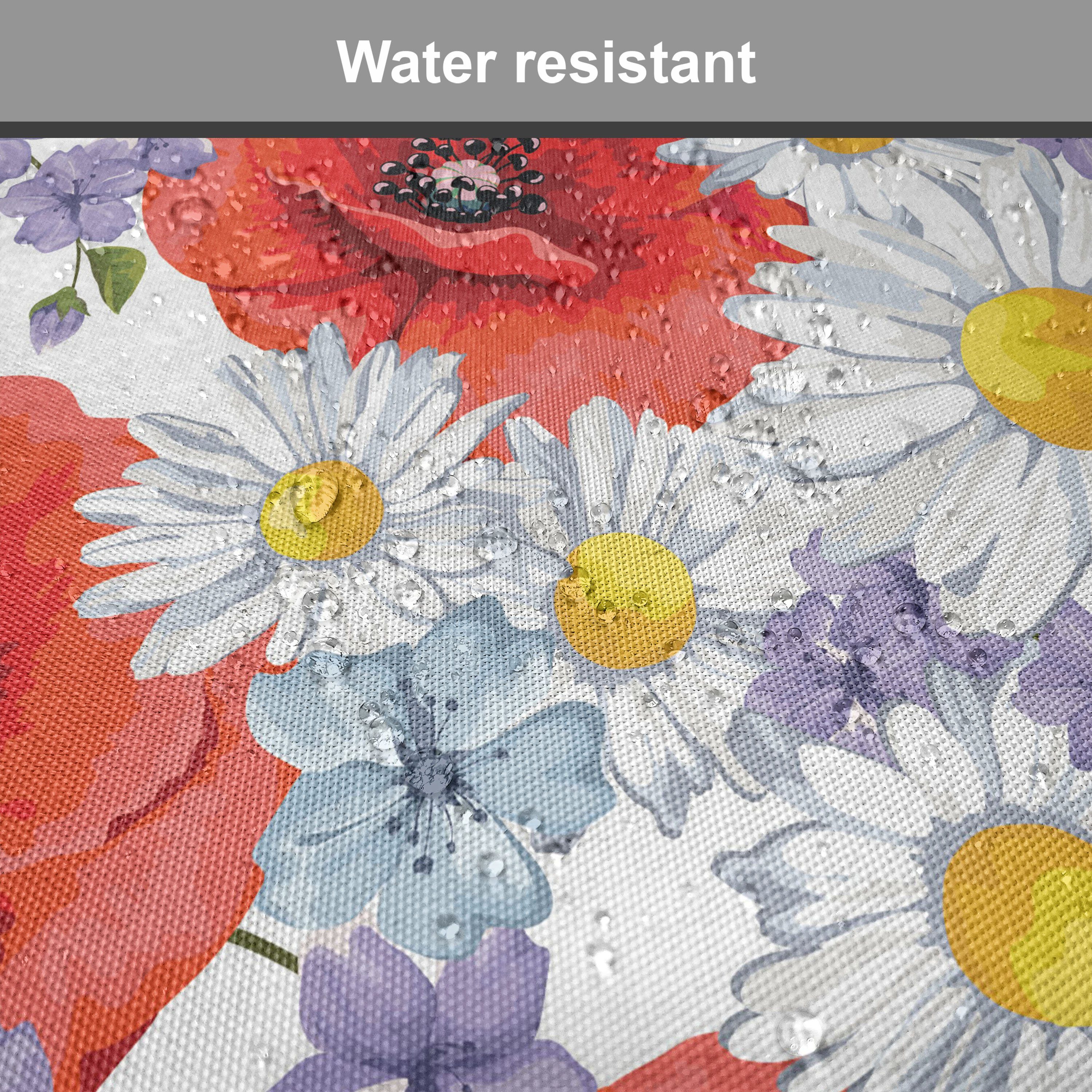 Abakuhaus Stuhlkissen Dekoratives wasserfestes Kissen mit Riemen für Küchensitze, Bunt Poppy und Daisy Blume