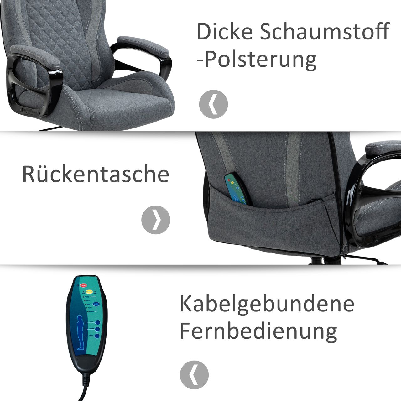 Vinsetto Massagebürostuhl Chefsessel Massagesessel Drehstuhl höhenverstellbar