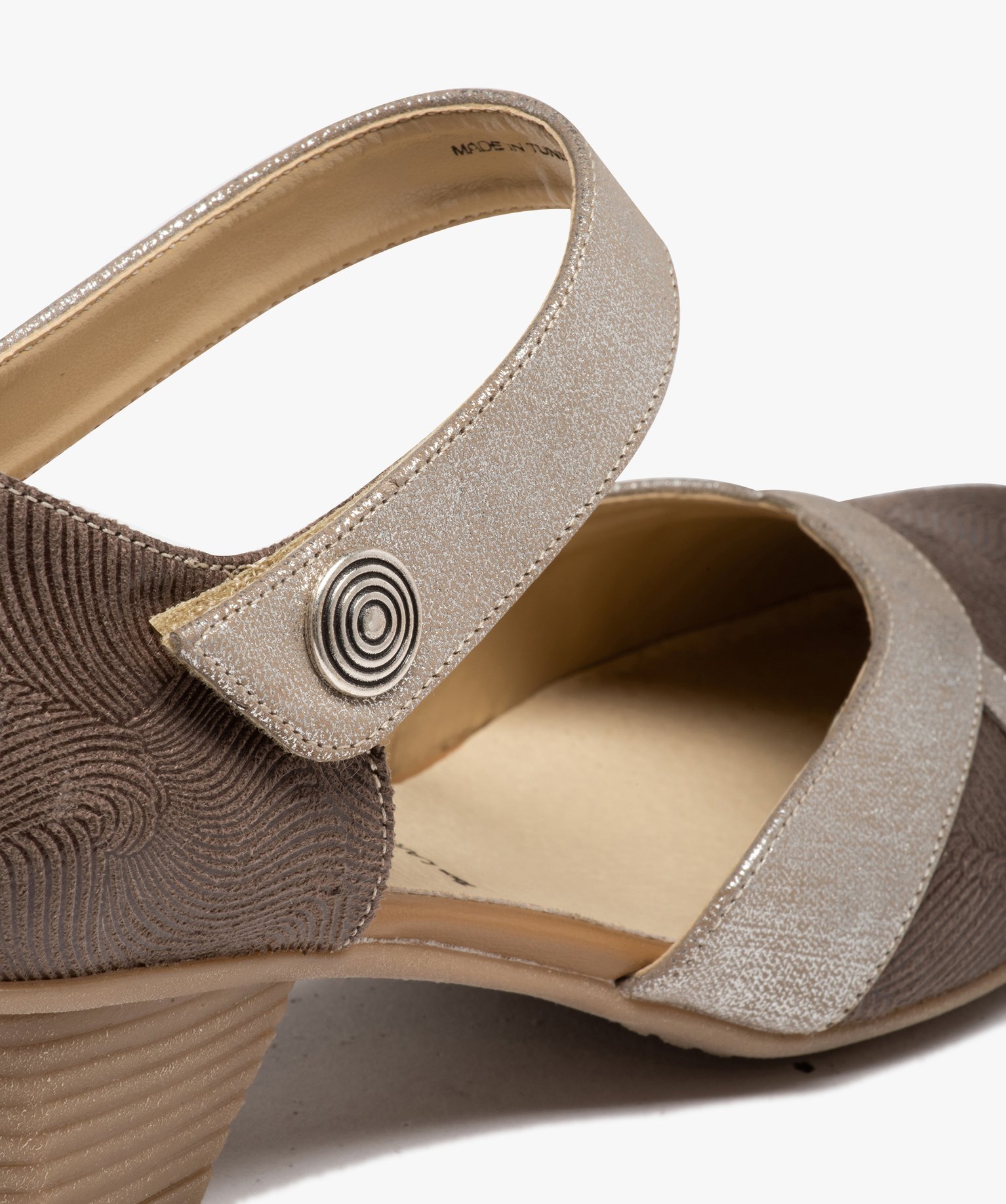 Escarpins femme confort à bride scratch détails brillants marron | GEMO