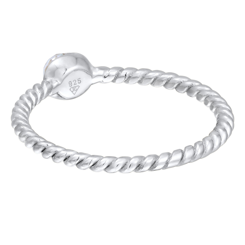 Elli Elli Bague Femmes Solitaire Twisted avec cristaux en argent sterling 925 plaqué o Bague