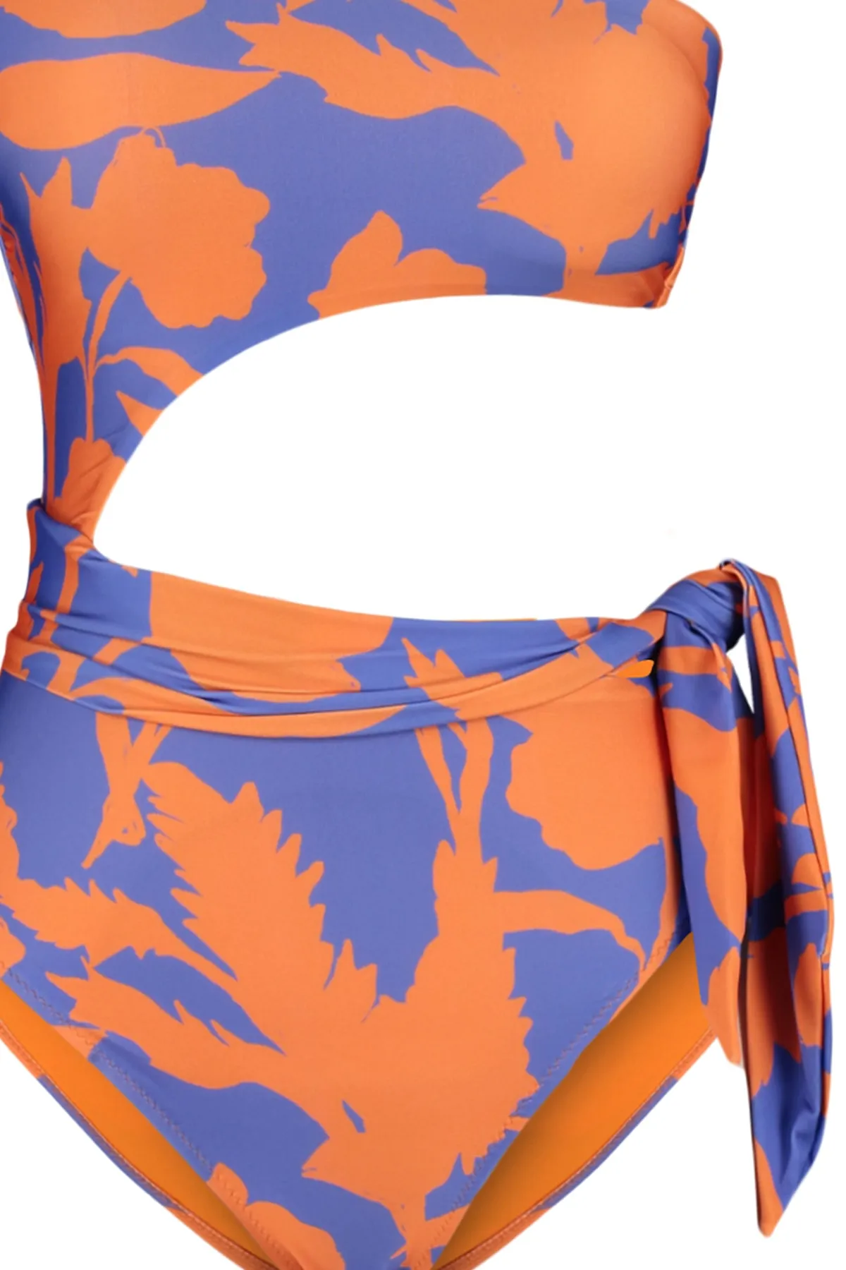 Trendyol Collection  Badeanzug mit Blumenmuster, One-Shoulder-Ausschnitt/Fenster, normal, TBESS22MA0197