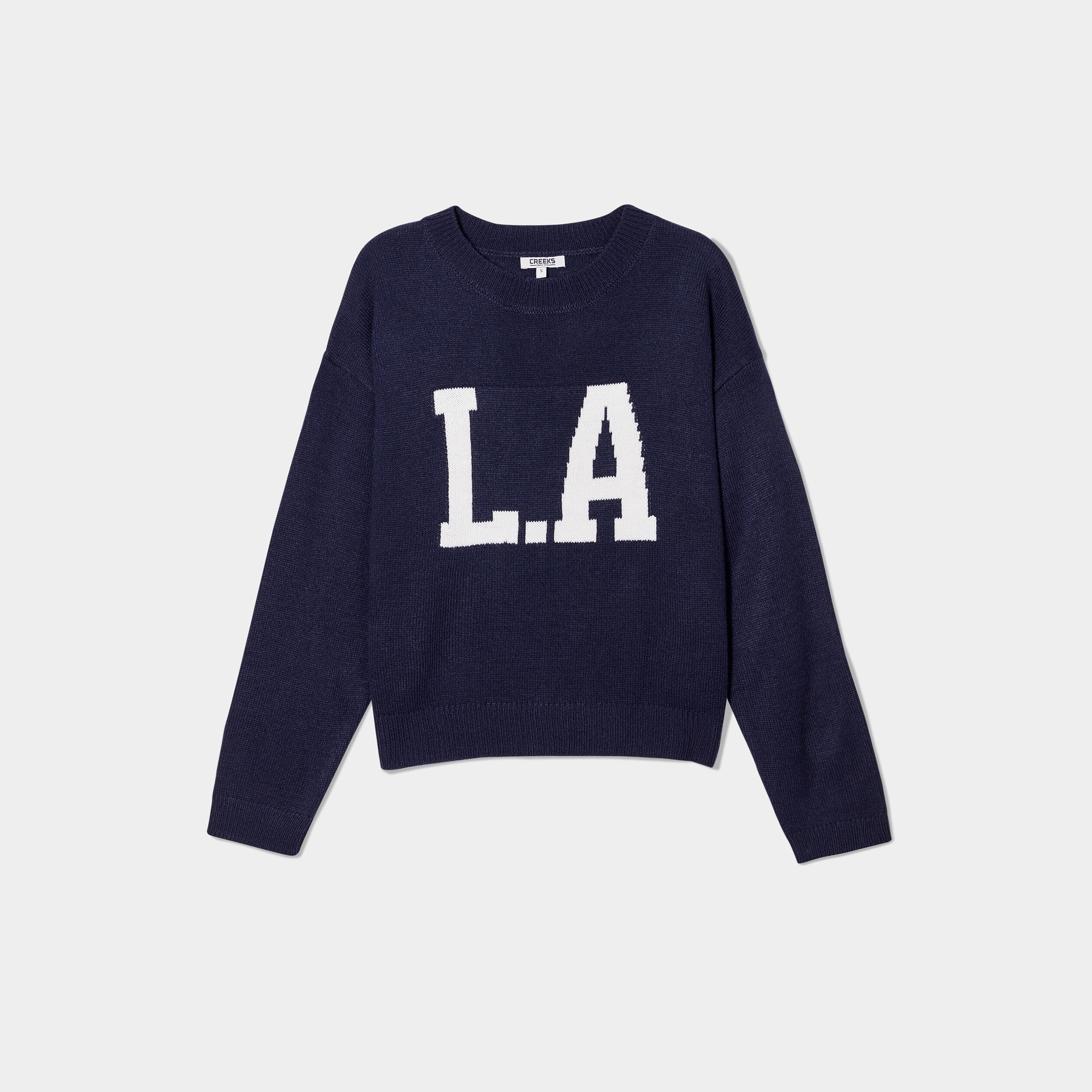 Pull col rond manches longues Creeks bleu marine femme | La Halle