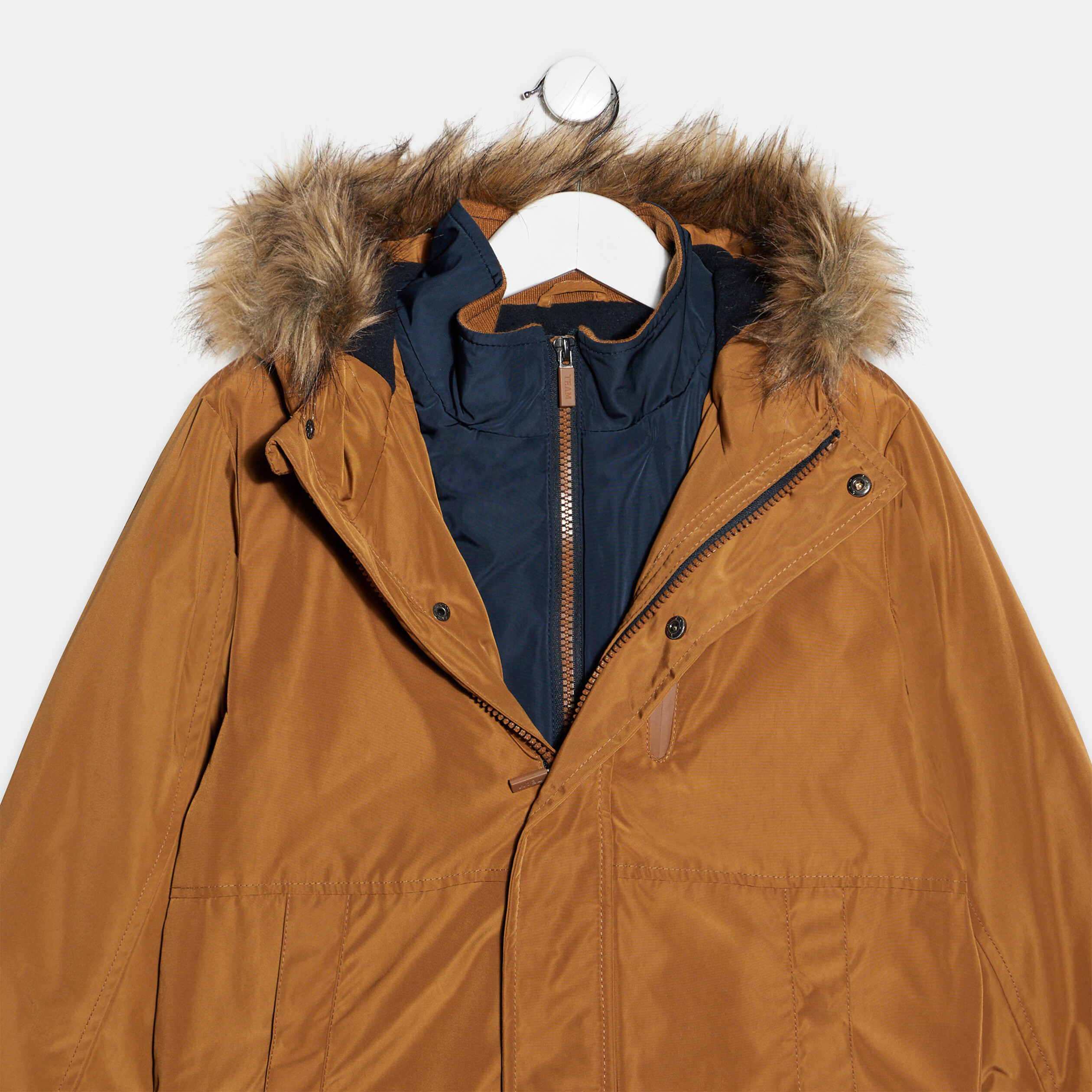 Parka droite doublée à capuche camel garçon | La Halle