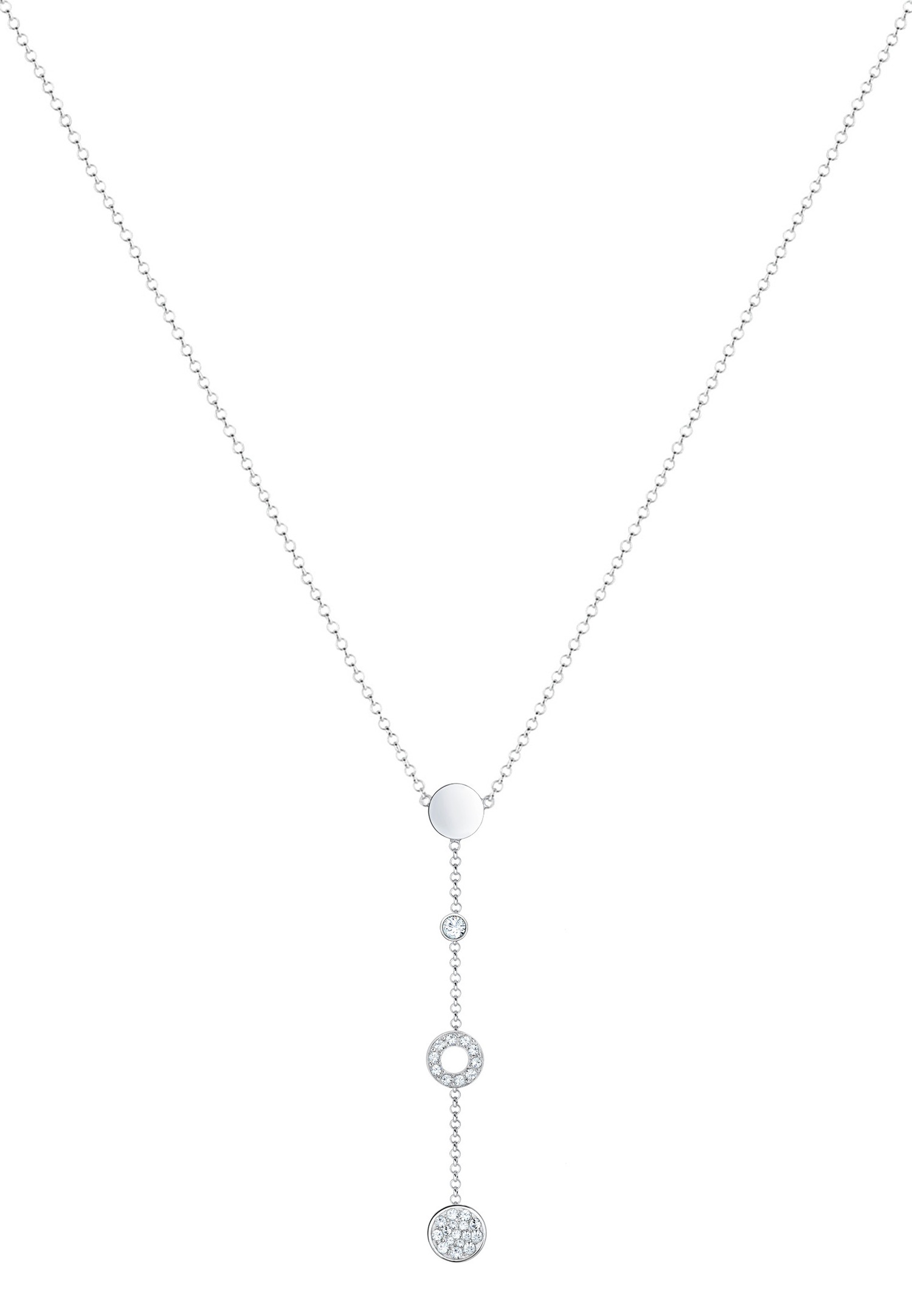 Cadena en forma de Y de Elli para mujer con círculos de cristal en plata de ley 925
