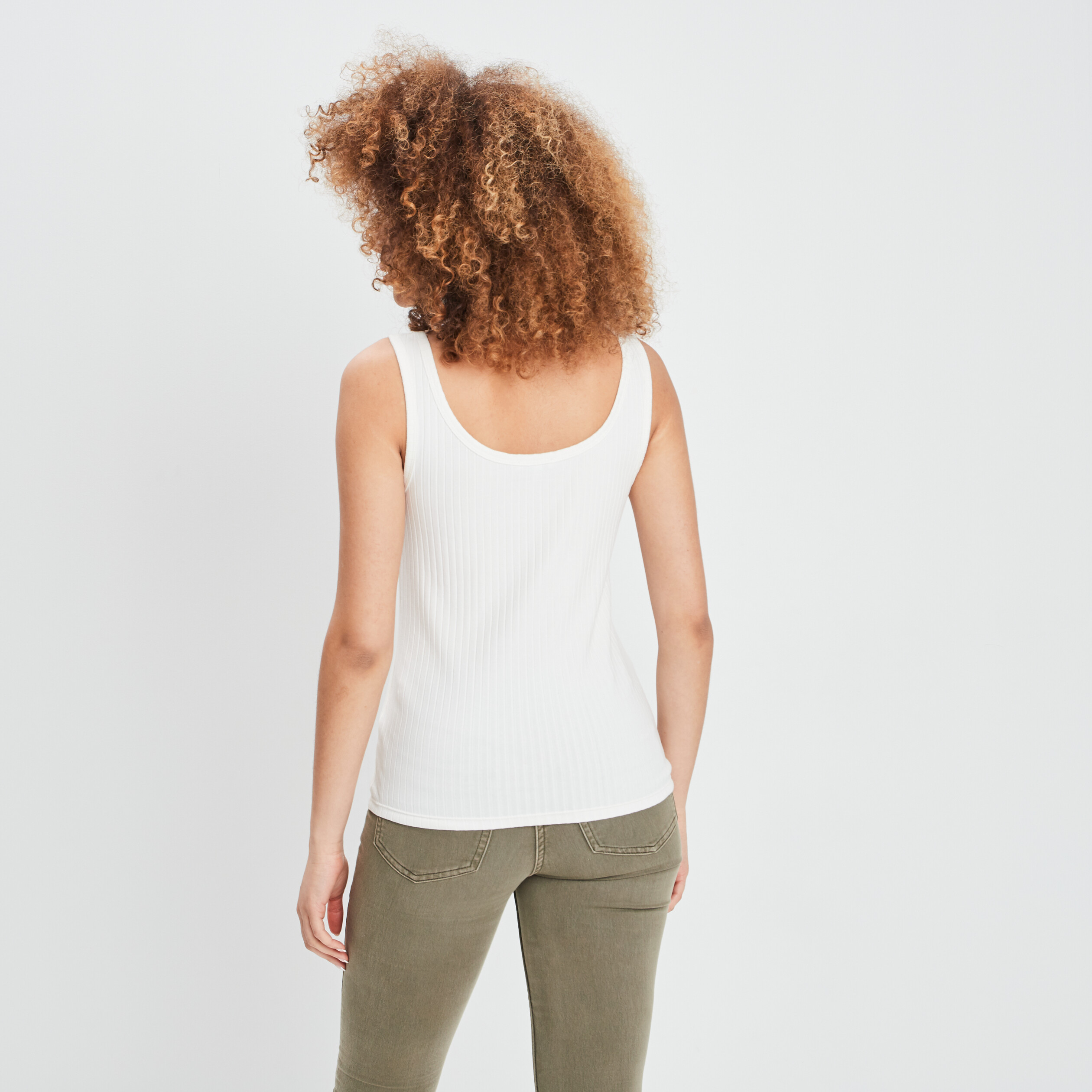 Débardeur basique côtelé ivoire femme | La Halle