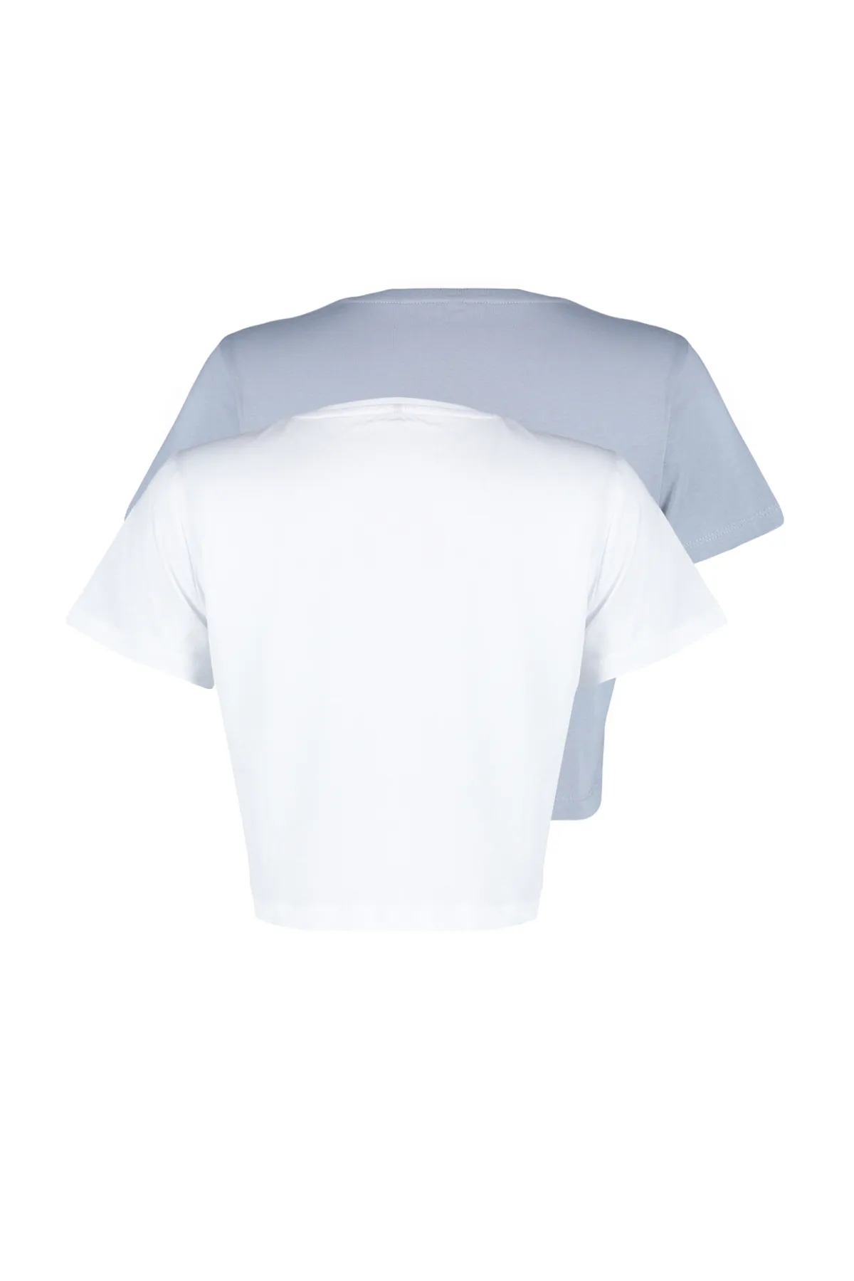 Trendyol Collection  Weiß-Graues 2er-Pack kurzes Strick-T-Shirt aus 100 % Baumwolle mit Rundhalsausschnitt TWOSS20TS1480