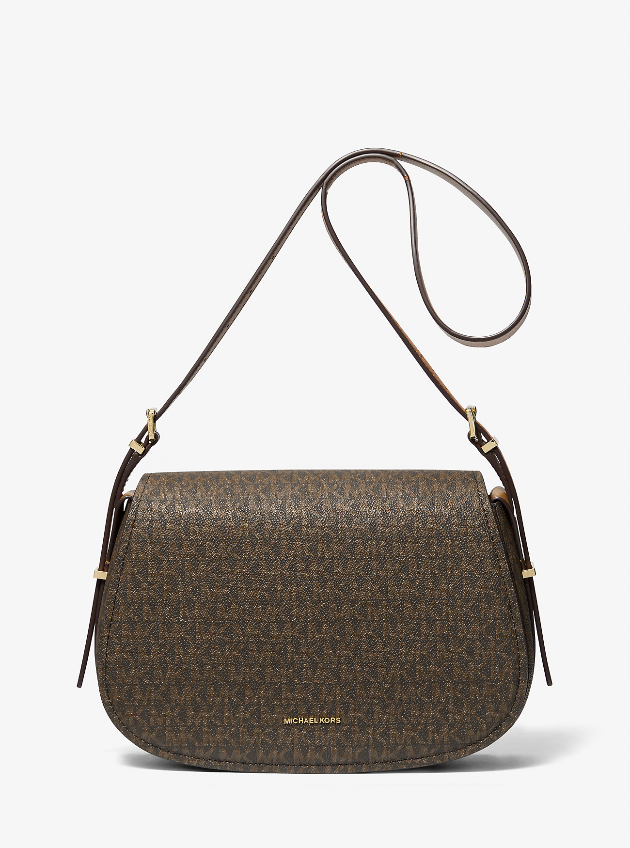 Borsa a tracolla media Lydia con logo distintivo - Marrone/Acorn