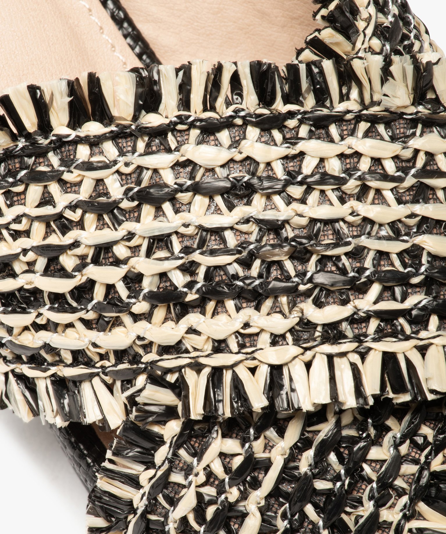 Mules femme à talon et brides en fibres tressées noir | GEMO