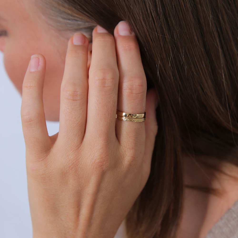 Elli Elli Bague Femmes Ensemble Basique Look Martelé Combinable en Argent Sterling 925 Bague