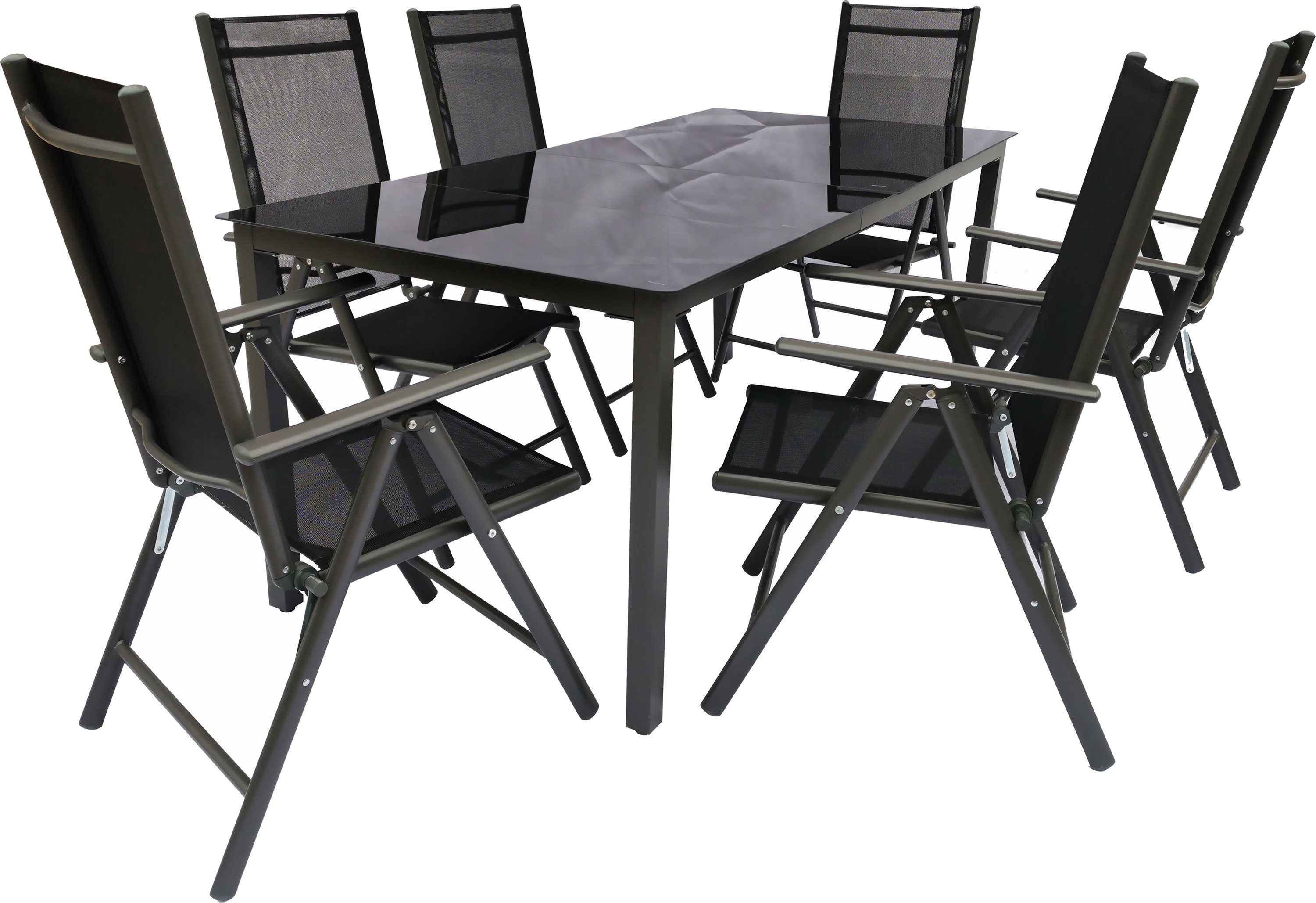 VCM Garten-Essgruppe Alu Glas Gartenset Sitzgruppe Tisch Stühle 190 SW, (9-tlg)