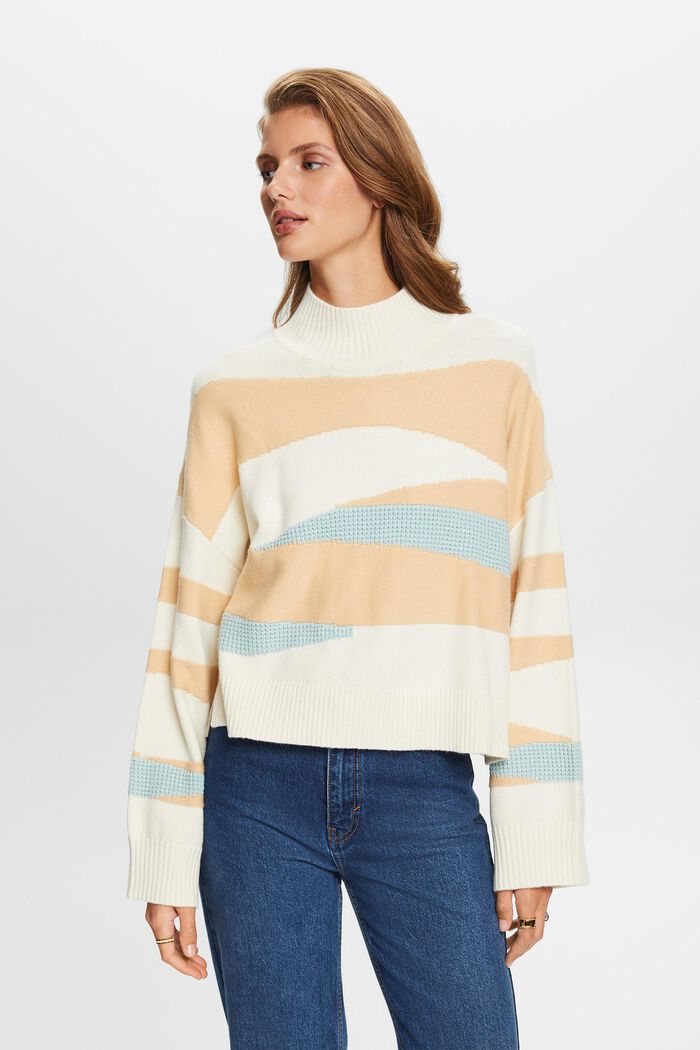 Jacquard-Pullover mit Stehkragen