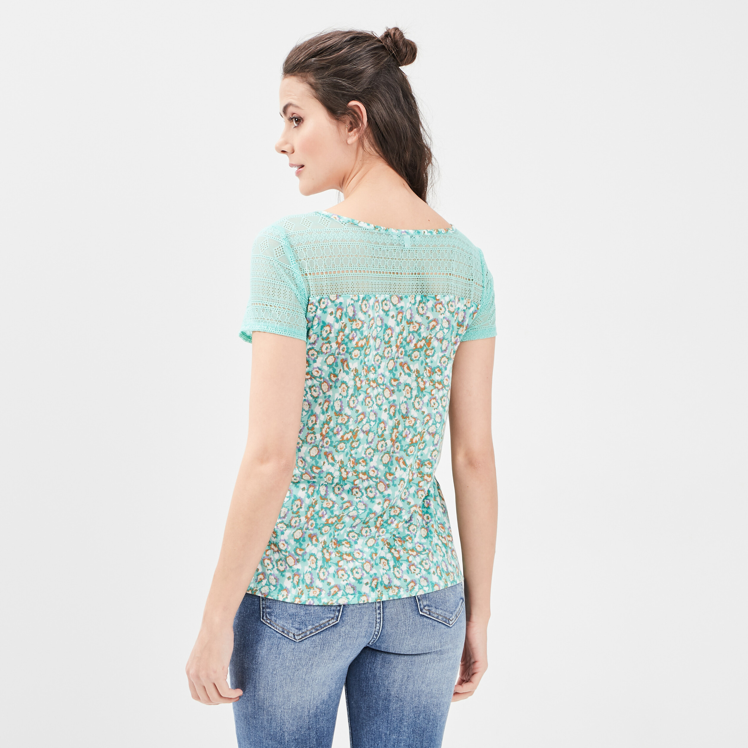 T-shirt manches courtes bleu turquoise femme | La Halle