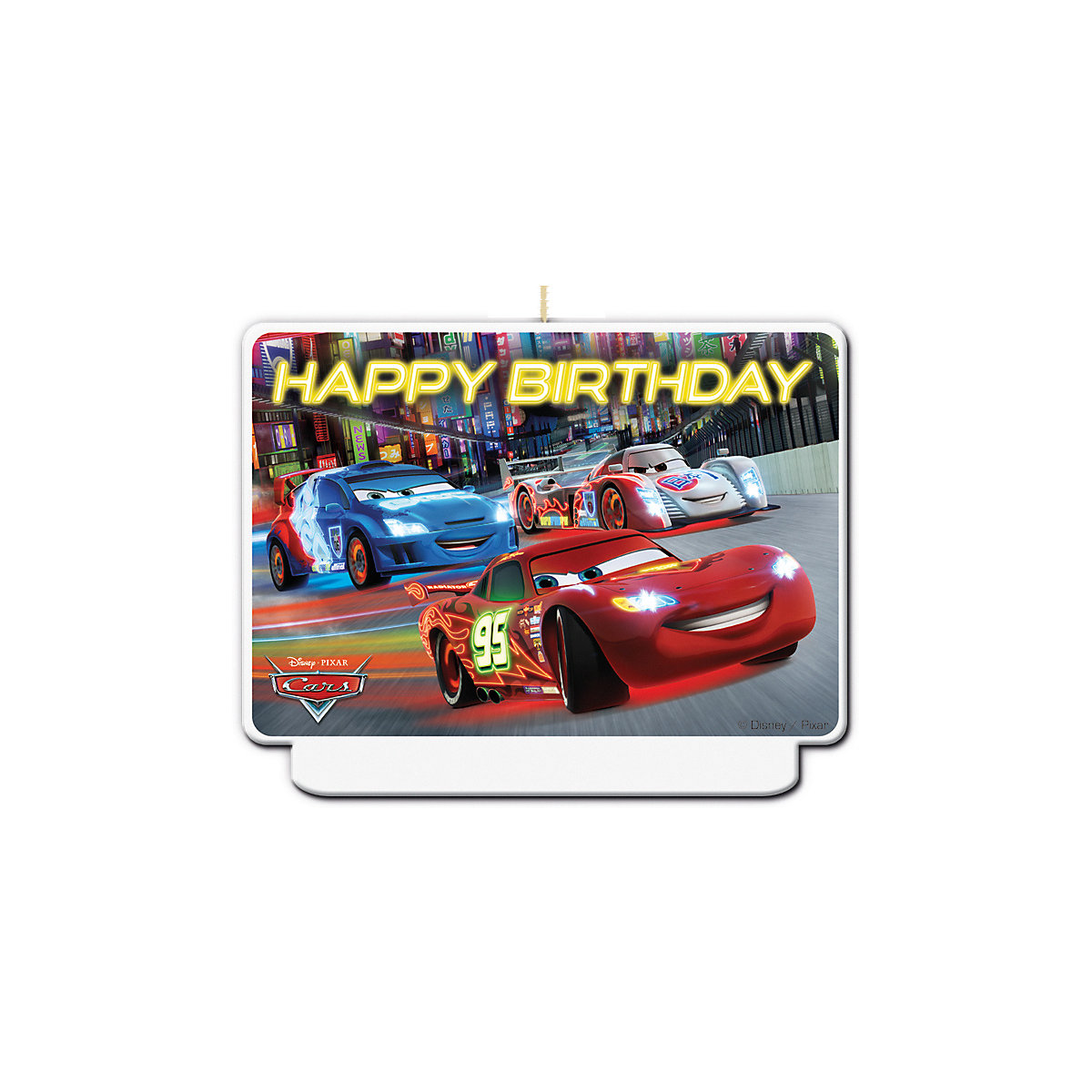 Kuchenkerze Happy Birthday   Cars Neon