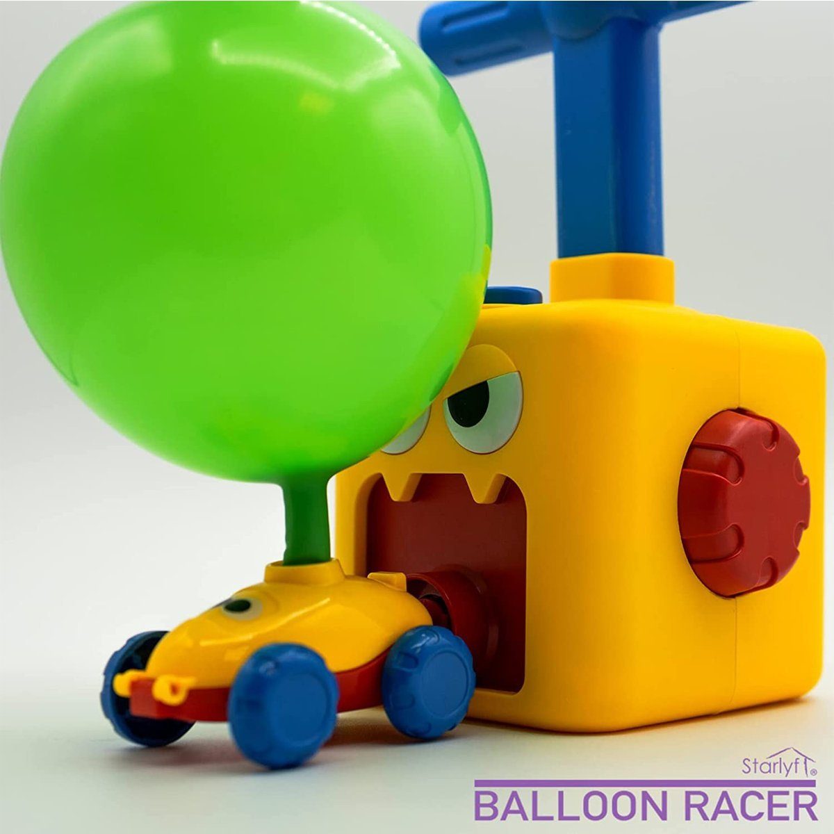 Starlyf Spielzeug-Auto Balloon Racer, (Spar-Set, 22-tlg), mit Luftballon angetriebenes Auto und Rakete + 12 Ballons