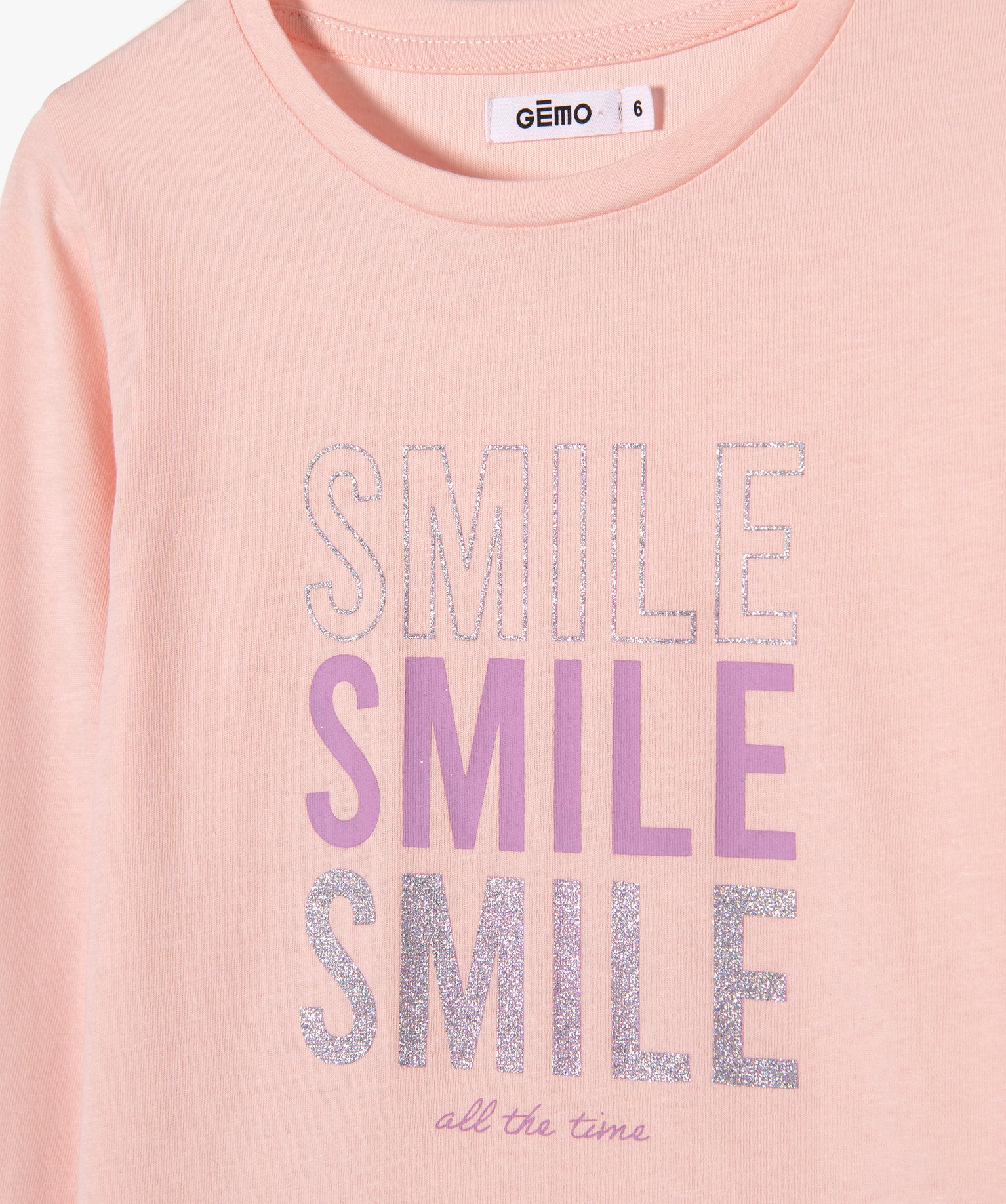 Tee-shirt à manches longues avec inscription fille rose | GEMO