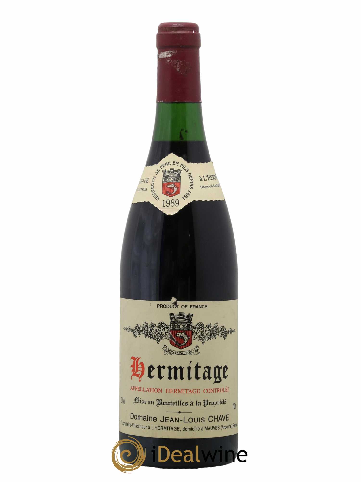 Hermitage Jean-Louis Chave  1989 - Lot de 1 Bouteille