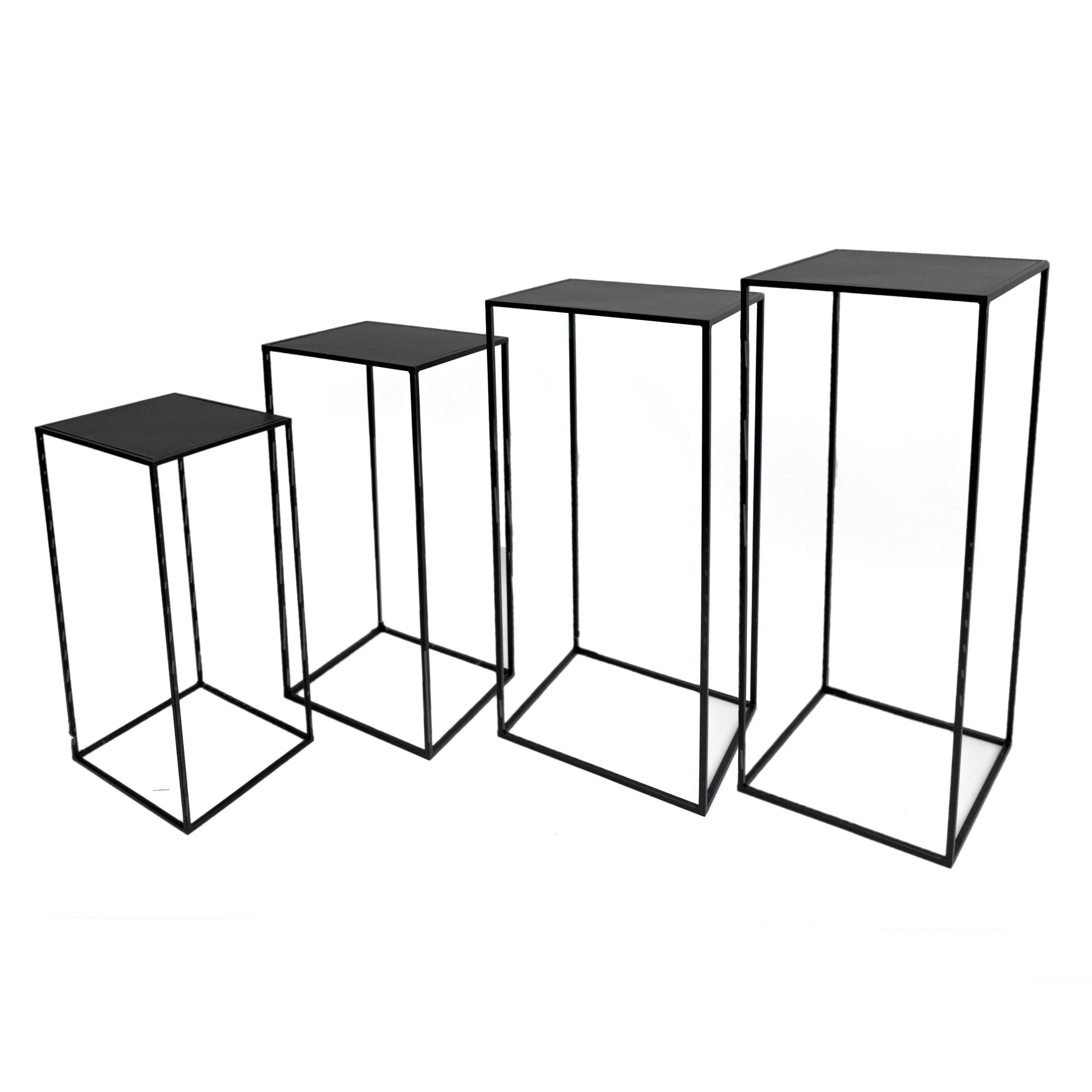 Spetebo Blumenständer Metall Beistelltisch schwarz - 4er Set, Pflanzenständer Blumenständer Blumenhocker