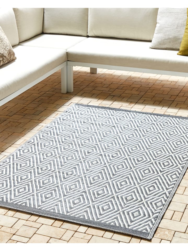 Beliani Outdoorteppich SIKAR in Grau/Weiß - (W) 120 x (H) 1 x (L) 180 cm günstig kaufen onesize