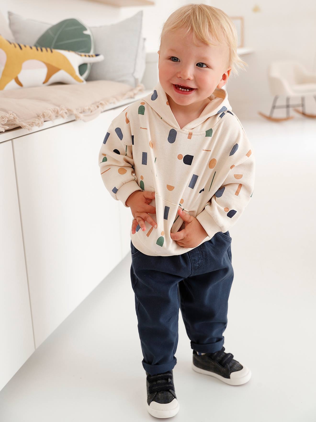 Ensemble bébé sweat en molleton et pantalon en sergé bleu nuit