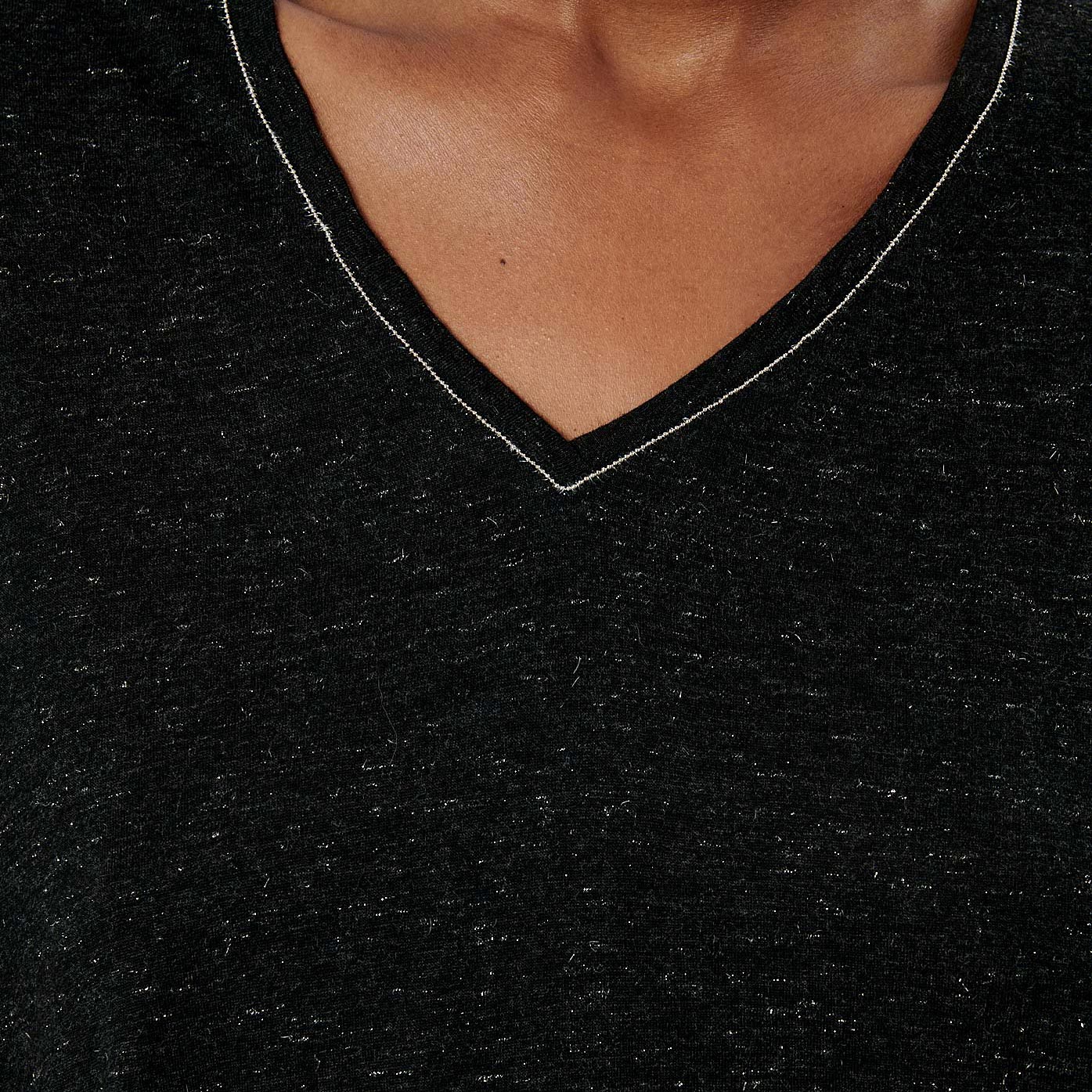 LUCHA  T-shirt noir pailleté femme